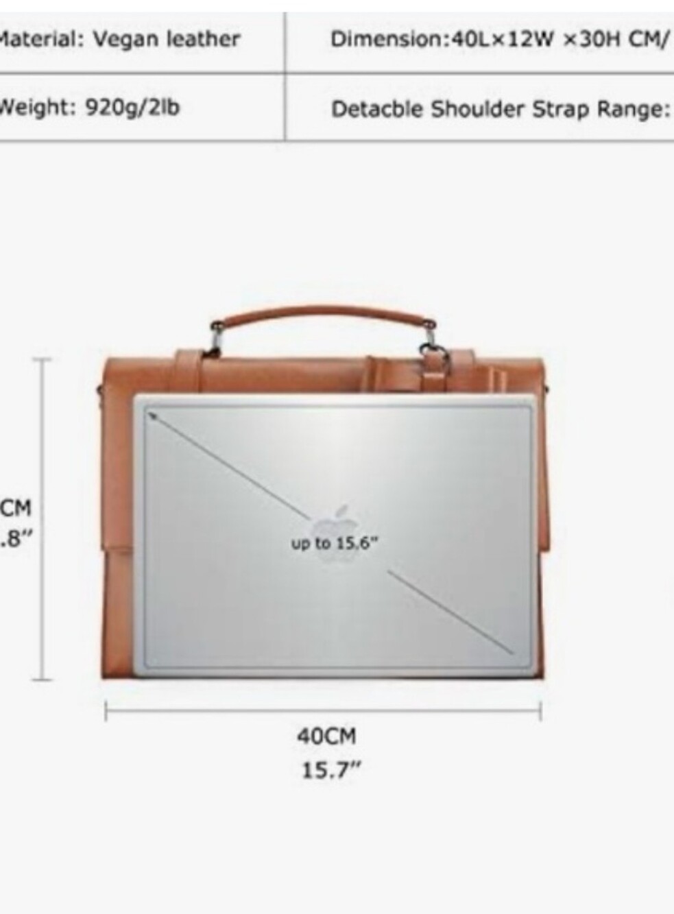 Vegan Leather Briefcase Crossbody Bag - Picture 8 of 8